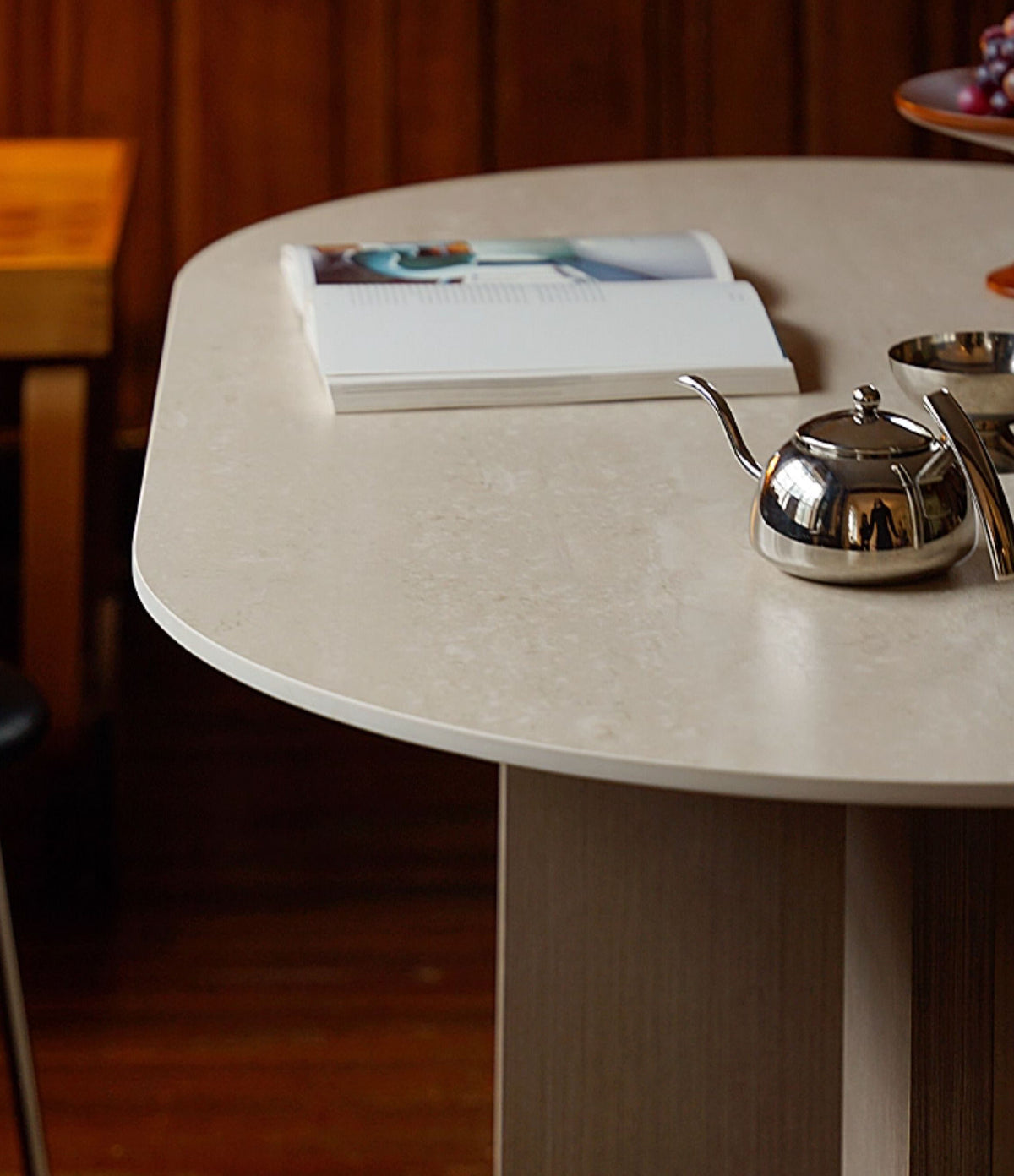 食卓テーブル 楕円形 セラミック天板 天然木フレーム 幅140・160・180cm zhiyin-001